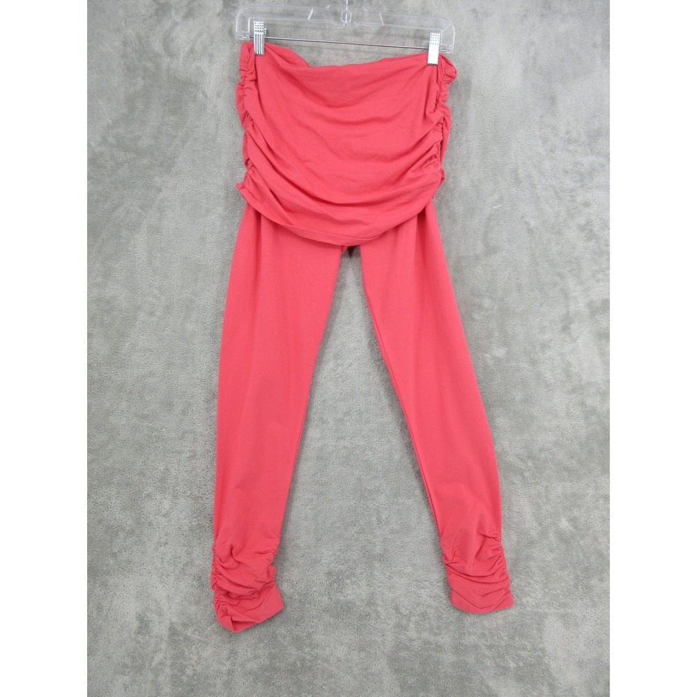 Victorias Secret Leggings Womens Size M Yoga Foldover Ruched Hem Pink New Knit